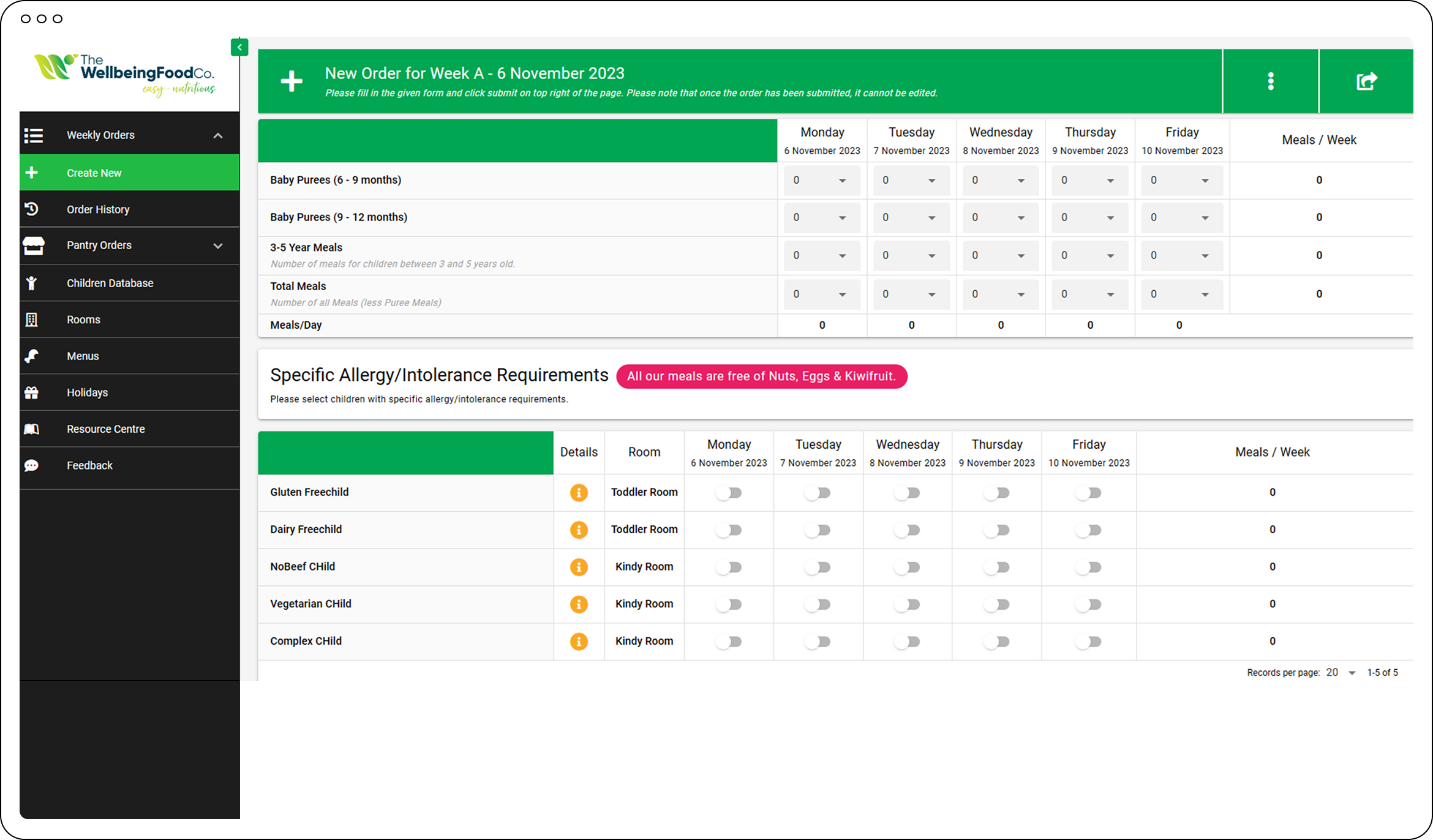 The Wellbeing Food Company browser screenshot