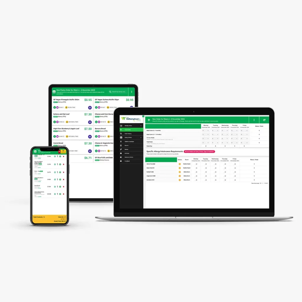 The Wellbeing Food Company platform mockups