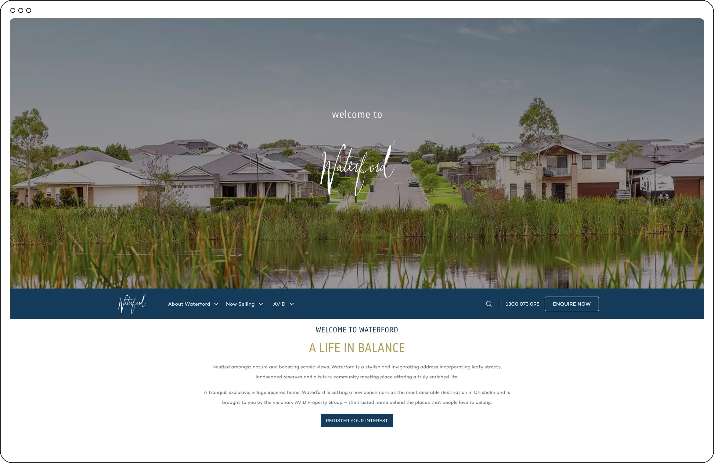 Waterford by AVID website browser